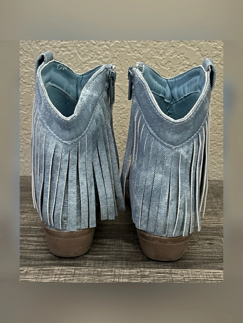 Pawz Toddler Girl Denim Western Cowgirl Boots Blue Color Size-12